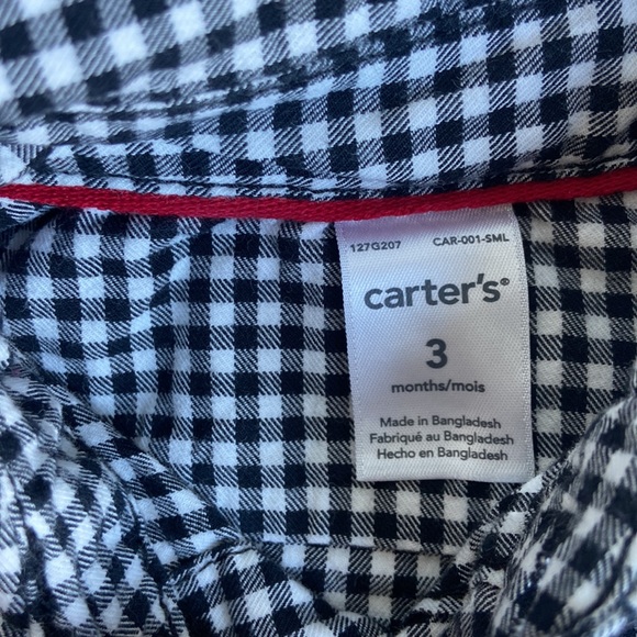 Carters Baby button down shirt black and white 3 months - Picture 3 of 3